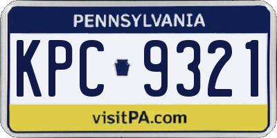 PA license plate KPC9321