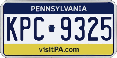 PA license plate KPC9325