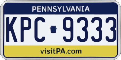 PA license plate KPC9333