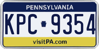 PA license plate KPC9354