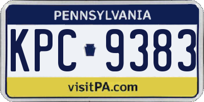 PA license plate KPC9383