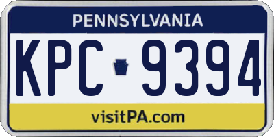 PA license plate KPC9394
