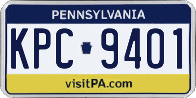PA license plate KPC9401