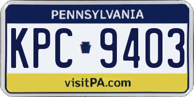 PA license plate KPC9403