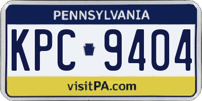 PA license plate KPC9404