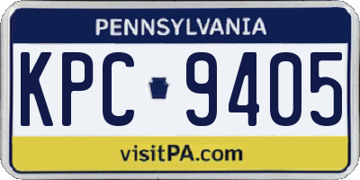 PA license plate KPC9405