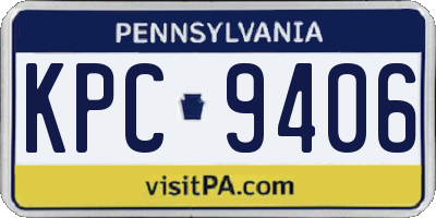 PA license plate KPC9406