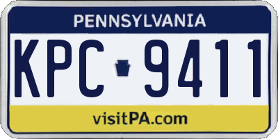 PA license plate KPC9411