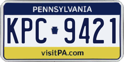 PA license plate KPC9421