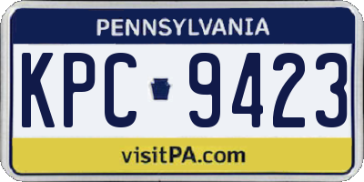 PA license plate KPC9423