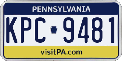 PA license plate KPC9481