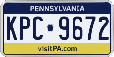 PA license plate KPC9672