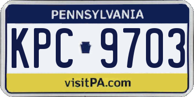 PA license plate KPC9703
