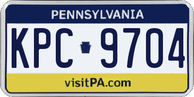 PA license plate KPC9704