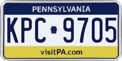 PA license plate KPC9705