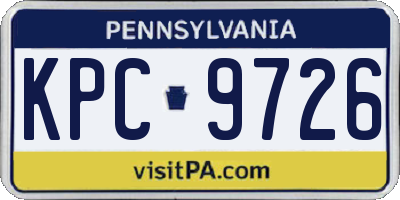 PA license plate KPC9726