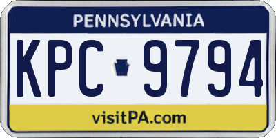 PA license plate KPC9794