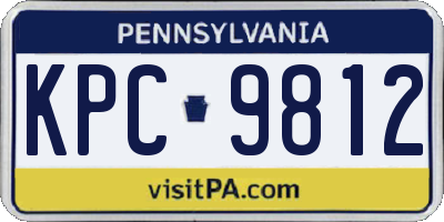 PA license plate KPC9812