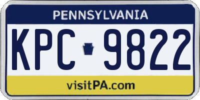 PA license plate KPC9822