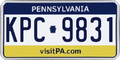 PA license plate KPC9831
