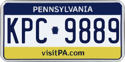 PA license plate KPC9889