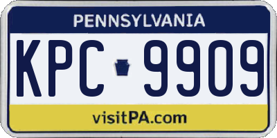 PA license plate KPC9909