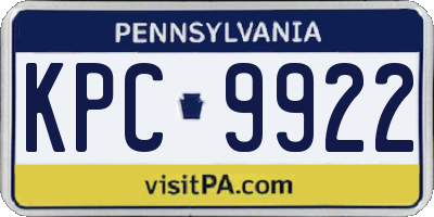 PA license plate KPC9922