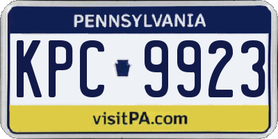 PA license plate KPC9923