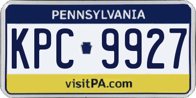 PA license plate KPC9927