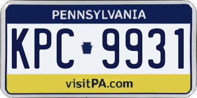 PA license plate KPC9931