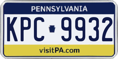 PA license plate KPC9932