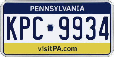 PA license plate KPC9934