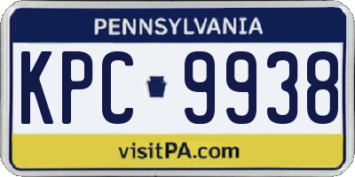 PA license plate KPC9938