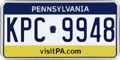 PA license plate KPC9948