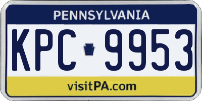 PA license plate KPC9953