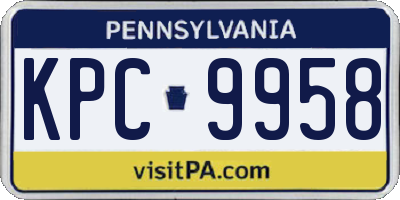 PA license plate KPC9958