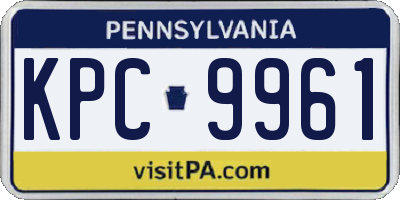 PA license plate KPC9961