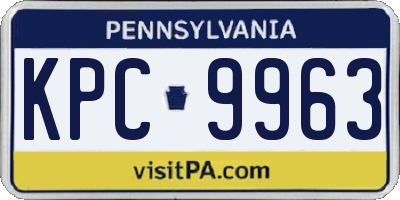PA license plate KPC9963
