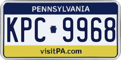 PA license plate KPC9968