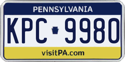 PA license plate KPC9980