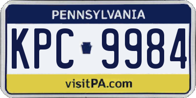 PA license plate KPC9984