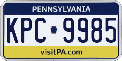 PA license plate KPC9985