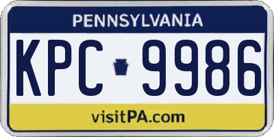 PA license plate KPC9986
