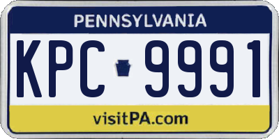 PA license plate KPC9991