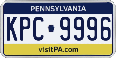 PA license plate KPC9996