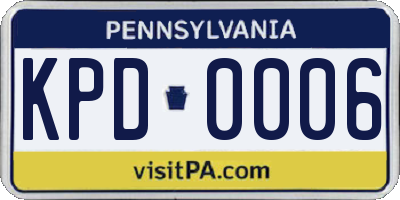 PA license plate KPD0006