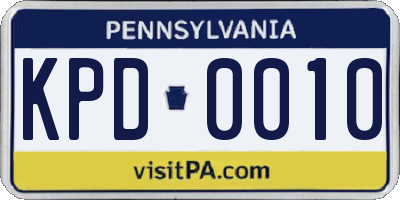 PA license plate KPD0010