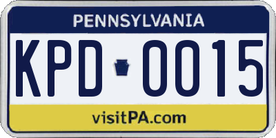 PA license plate KPD0015