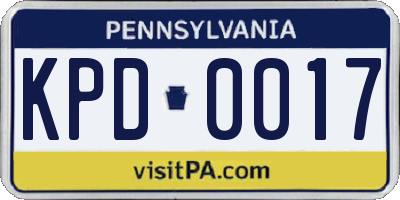PA license plate KPD0017