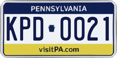 PA license plate KPD0021